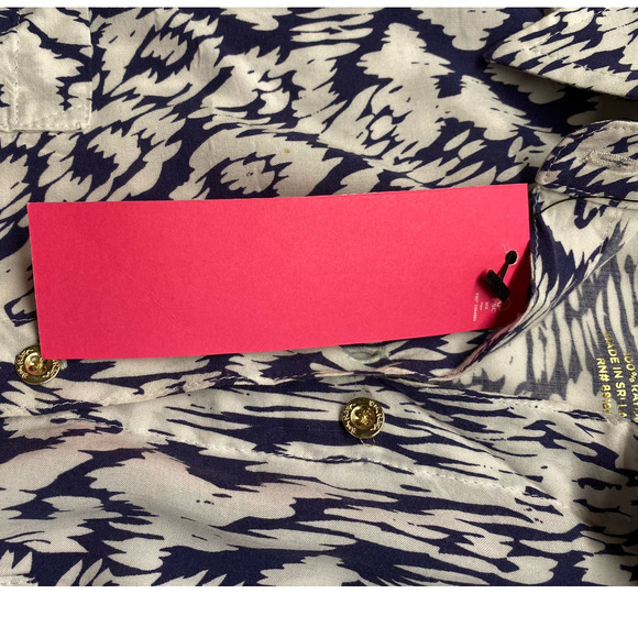 Lilly Pulitzer Sea View Button Down Blouse Shirt Bright Navy‎ Pineapple P… - Picture 12 of 14